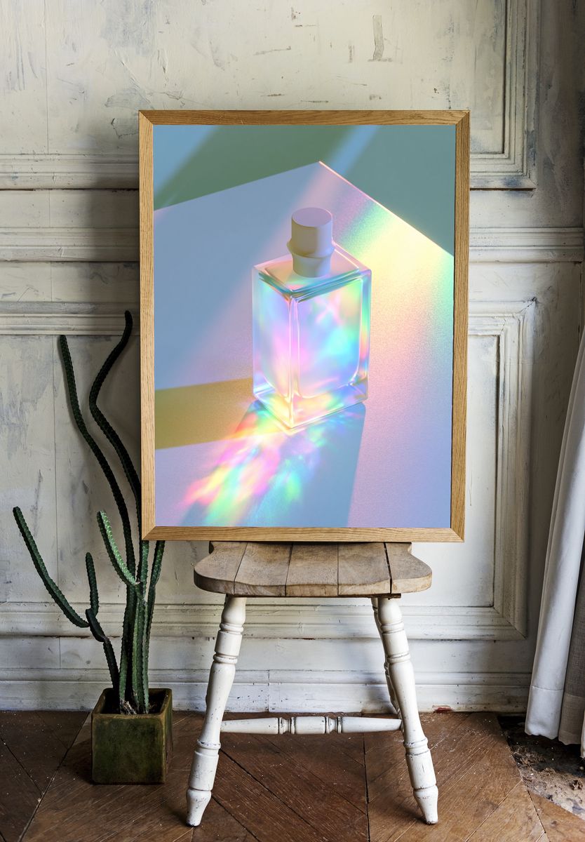 Iridescent Perfume Bottle Abstract Print. room preview
