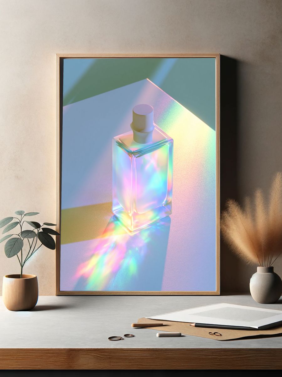 Iridescent Perfume Bottle Abstract Print. — room view 2