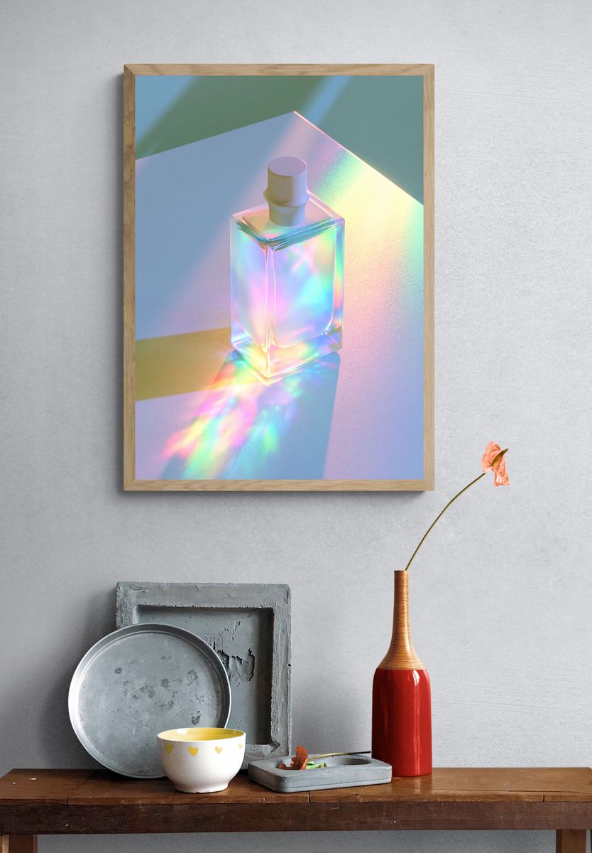 Iridescent Perfume Bottle Abstract Print. — room view 3