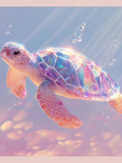 Iridescent Sea Turtle Digital Art Poster. poster print