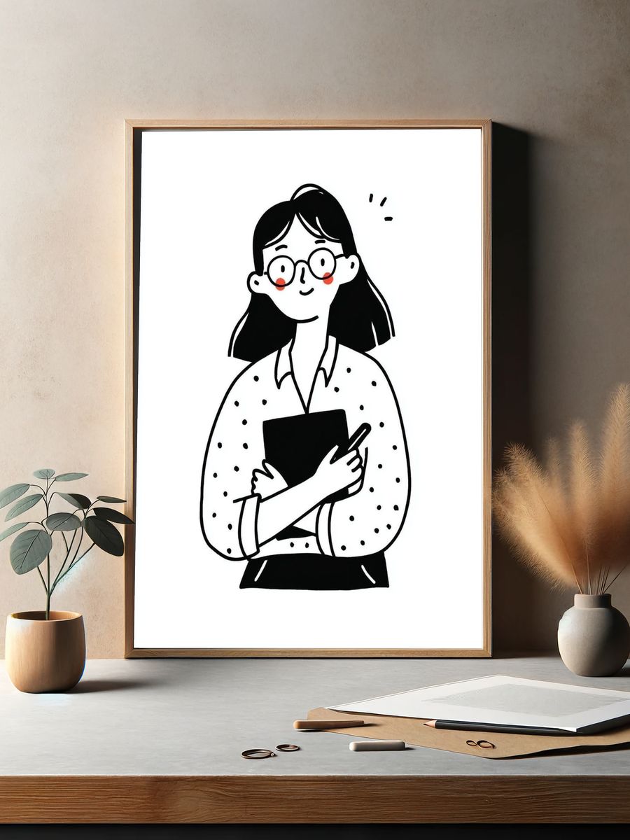 Cheerful Student — Illustration Print. — room view 2