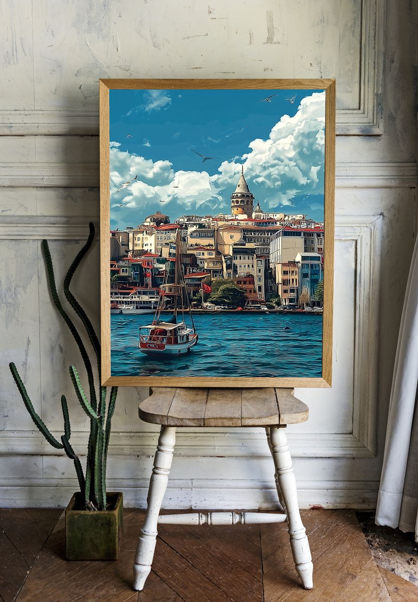 Istanbul Skyline — Digital Art Print. — room view 1