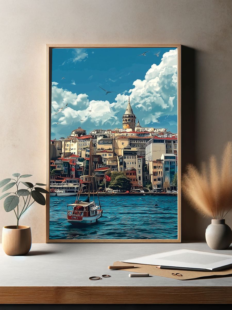 Istanbul Skyline — Digital Art Print. — room view 2