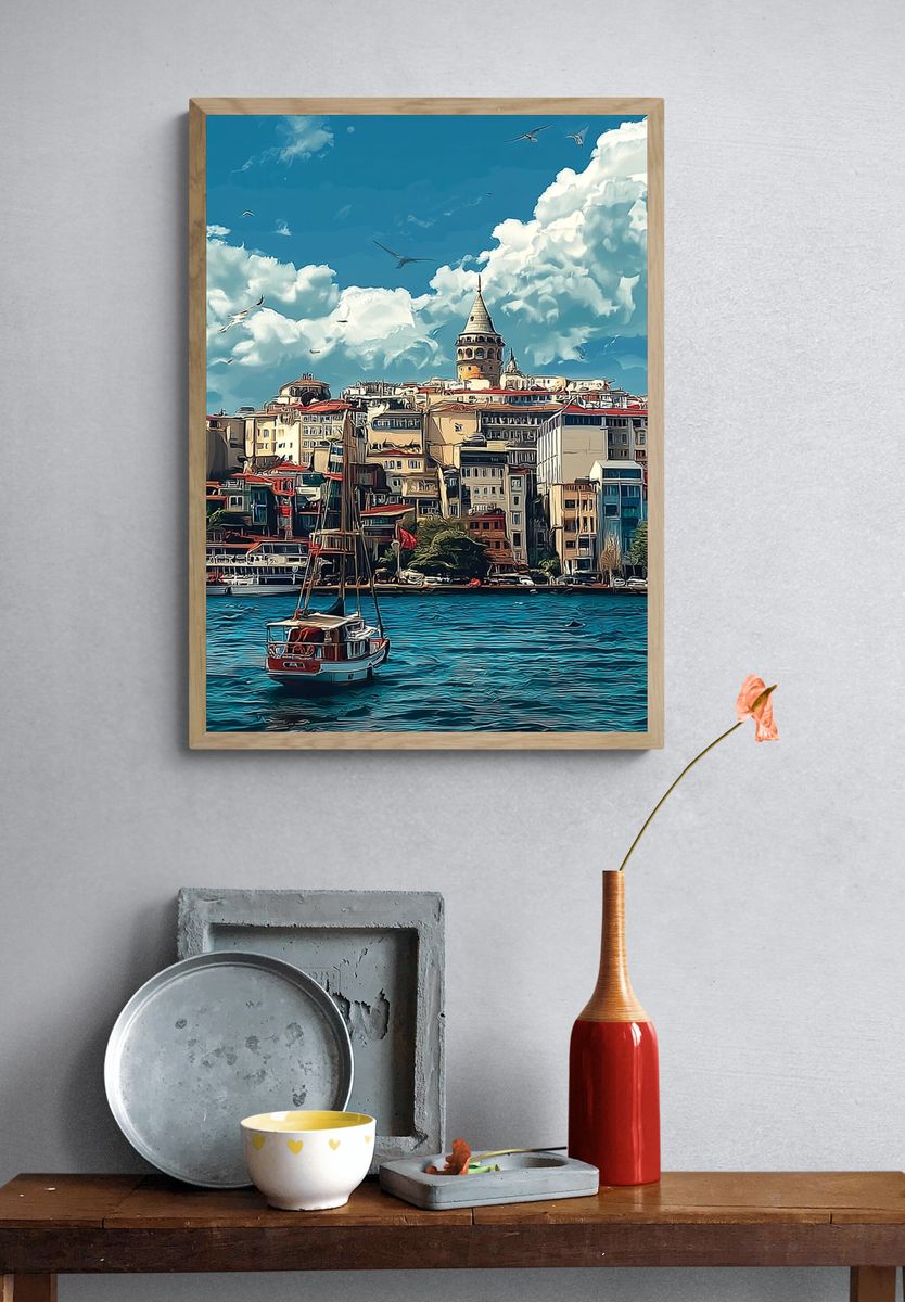 Istanbul Skyline — Digital Art Print. — room view 3