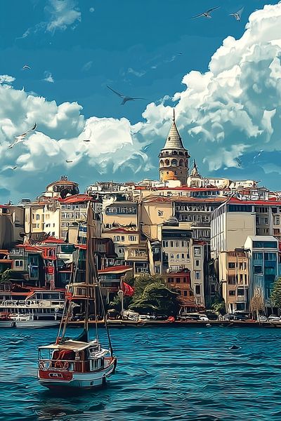 Istanbul Skyline — Digital Art Print. poster print