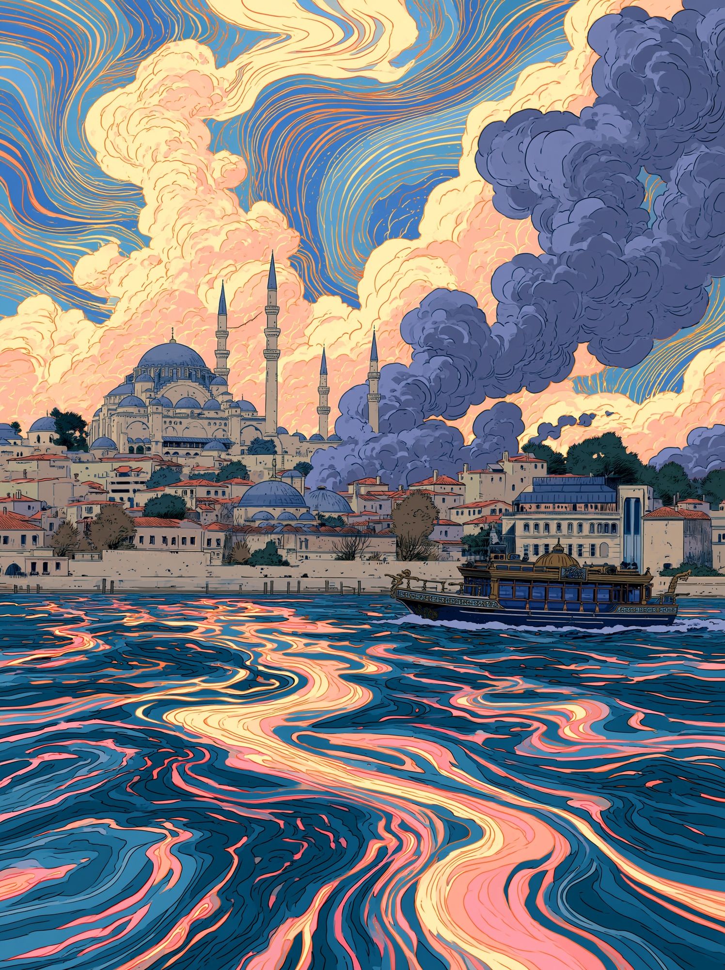 Istanbul Skyline Digital Art Poster. poster — architecture art