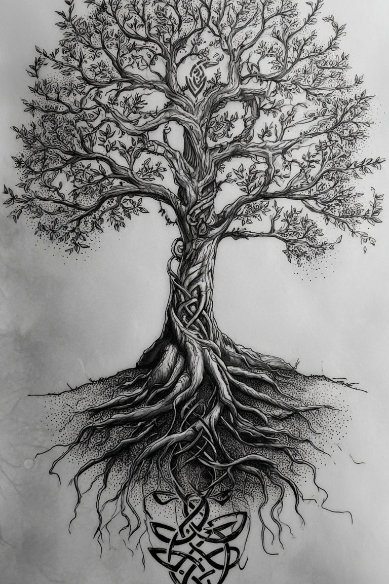 Intricate Tree Roots — Illustration Print. poster detail