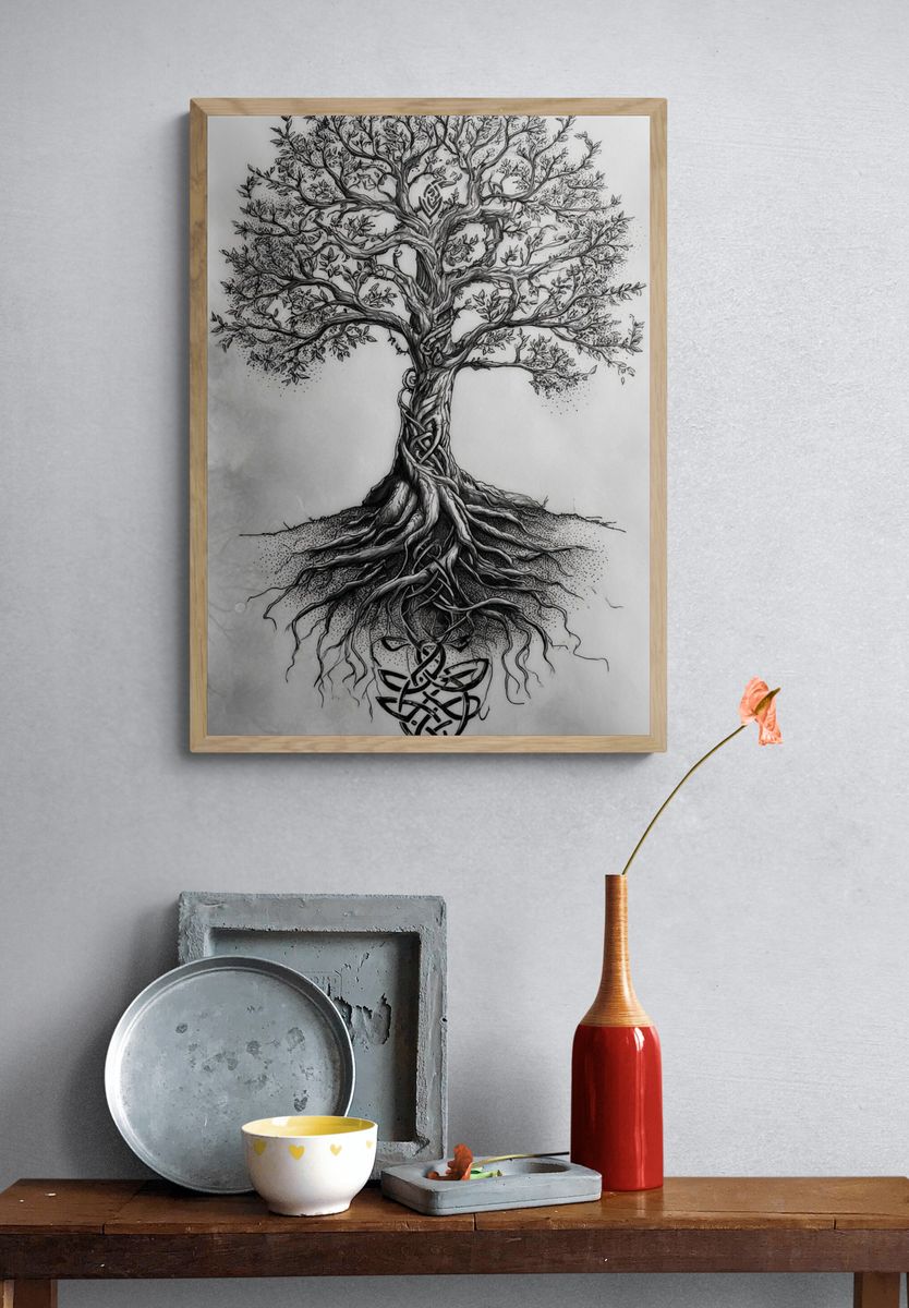 Intricate Tree Roots — Illustration Print. — room view 3