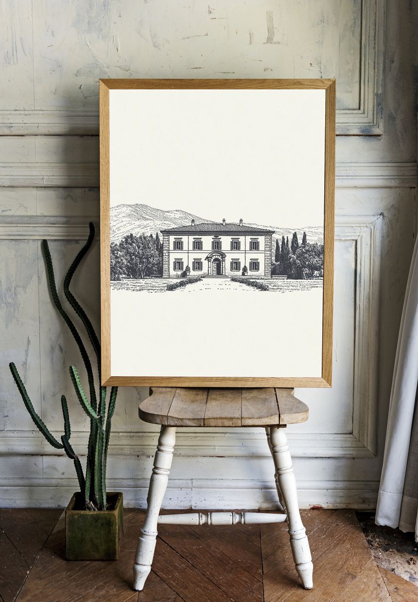 Italian Villa — Vintage Print. room preview