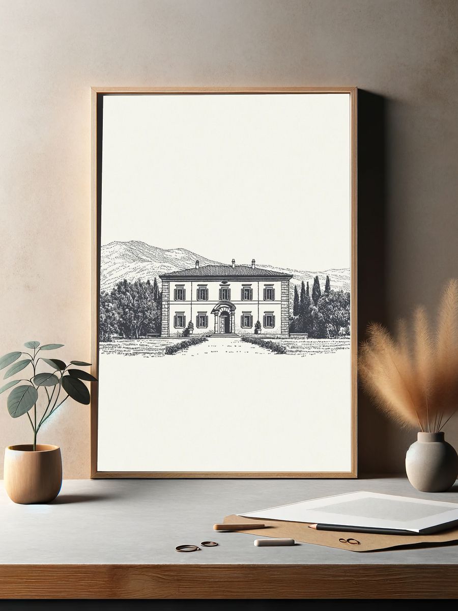 Italian Villa — Vintage Print. — room view 2