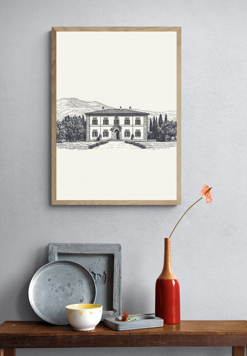 Italian Villa — Vintage Print. — room view 3