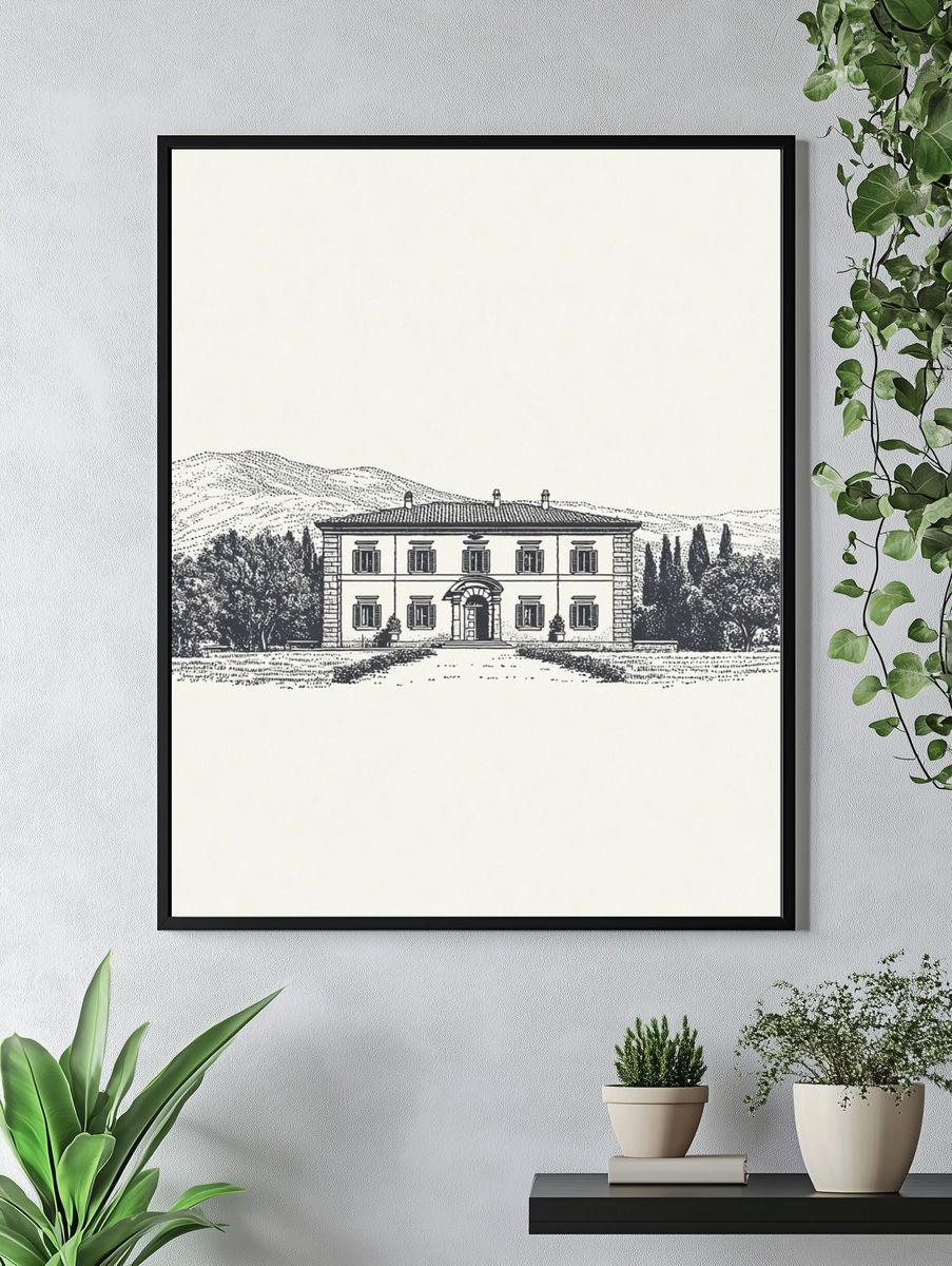 Italian Villa — Vintage Print. — room view 4