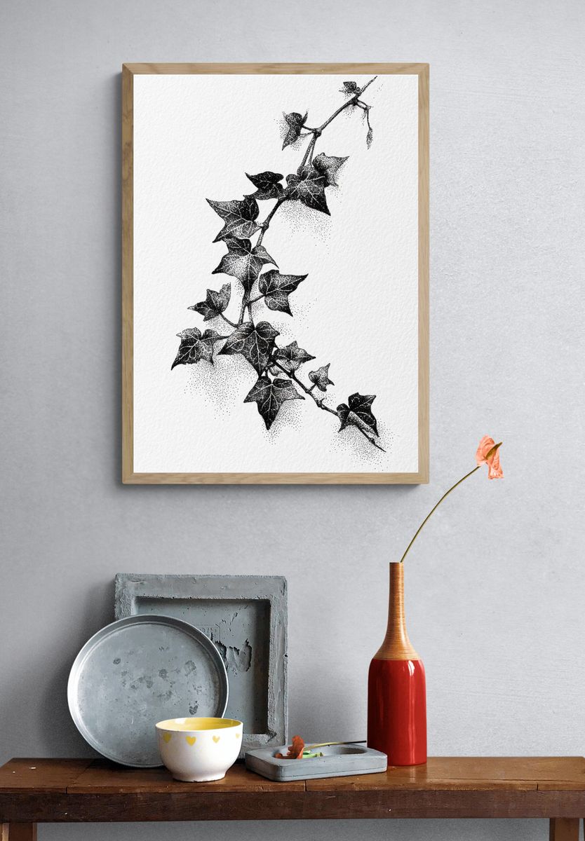 Ivy Leaves — Line Art Print. — room view 3