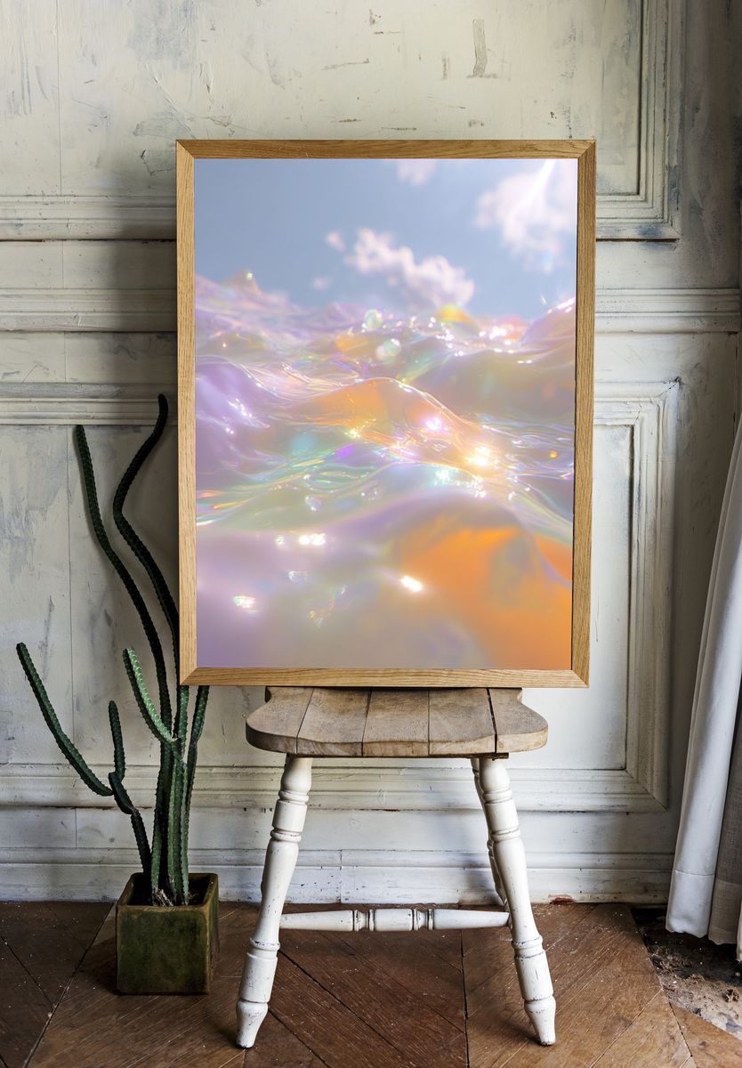 Iridescent Water Waves Poster room preview