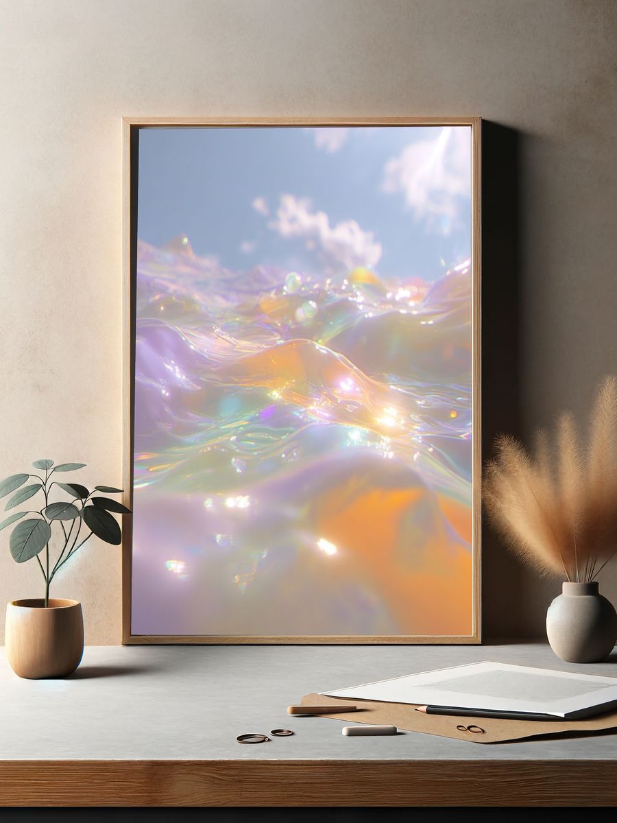 Iridescent Water Waves Poster. — room view 2