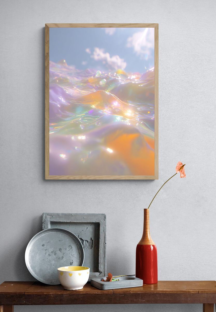 Iridescent Water Waves Poster. — room view 3