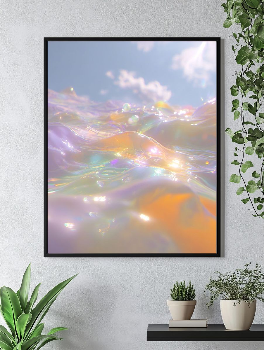Iridescent Water Waves Poster. — room view 4