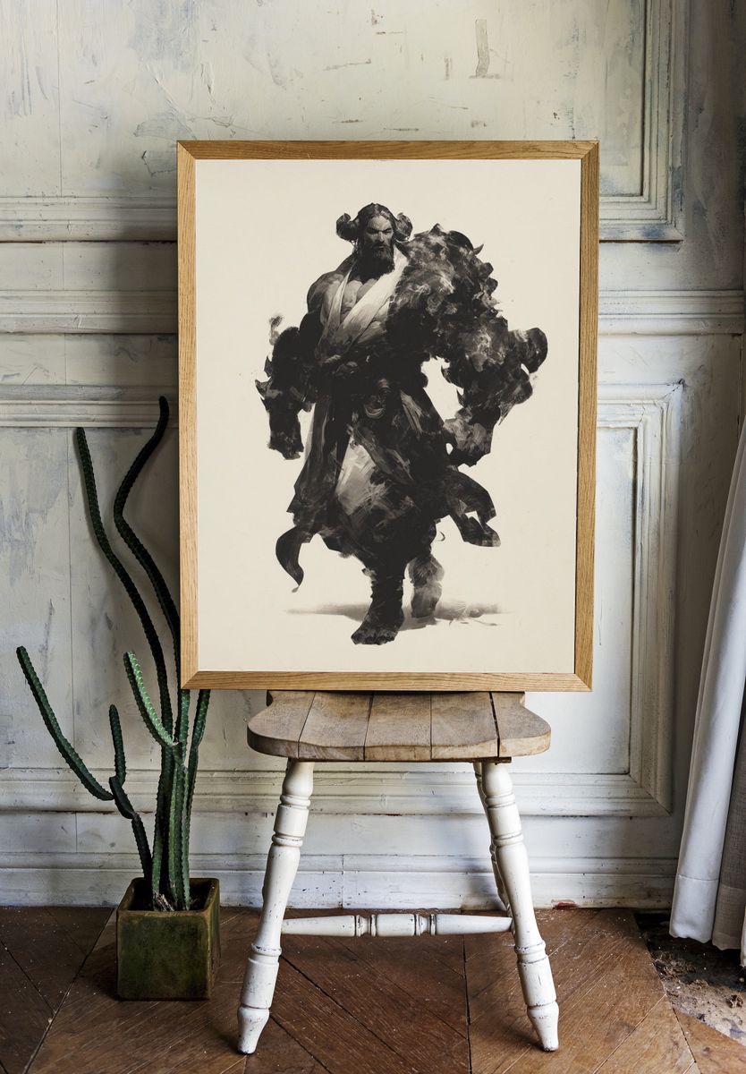 Ink Warrior Portrait Print. room preview