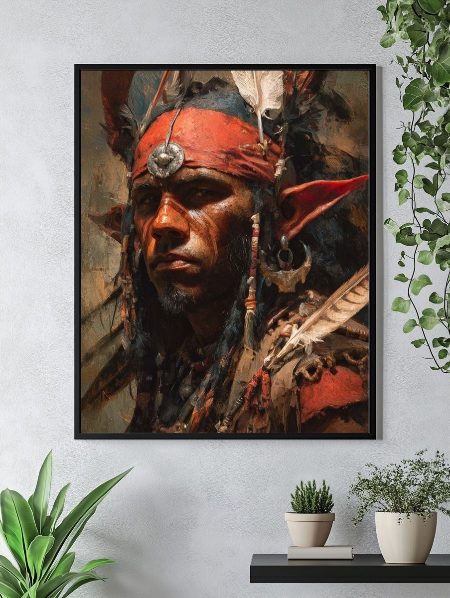 Indigenous Warrior Portrait — Fine Art Print. — room view 4