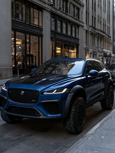 Blue Jaguar SUV Street Photography Poster.