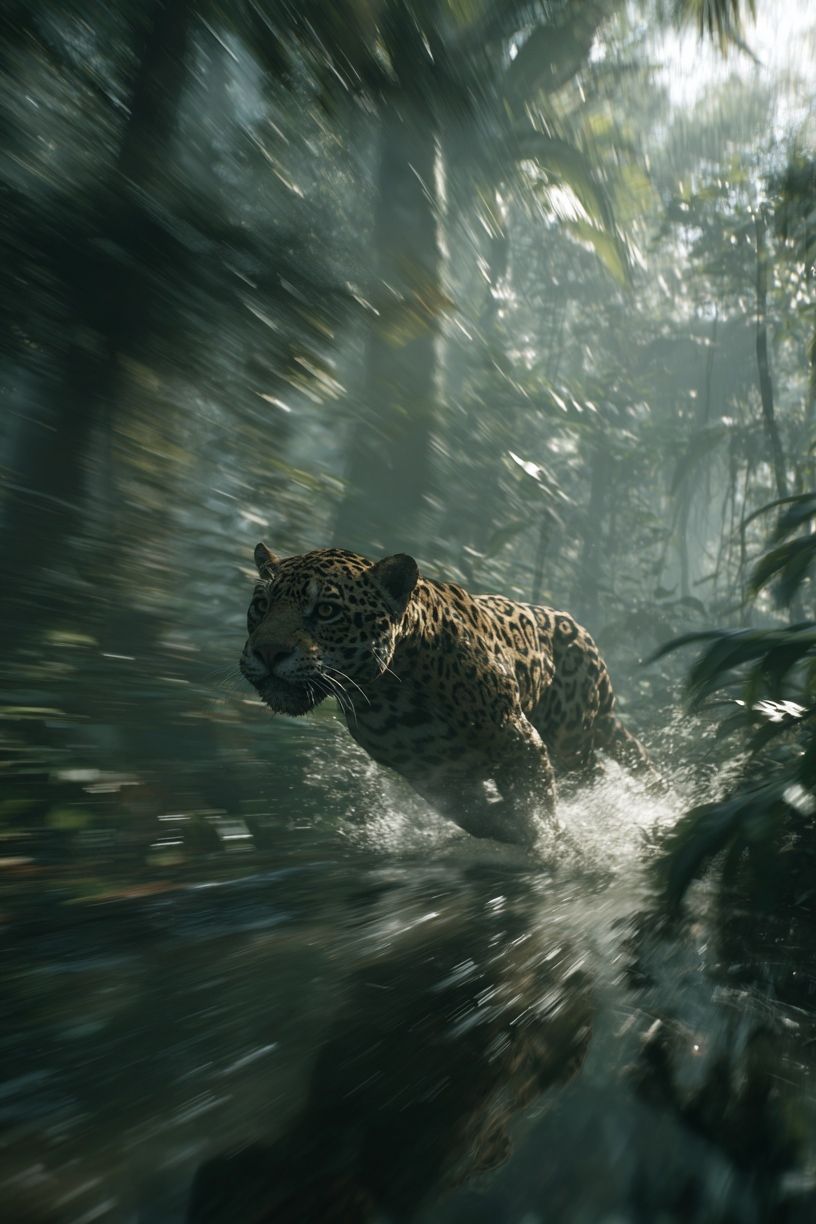 Leaping Jaguar — Wildlife Photography Poster. poster detail