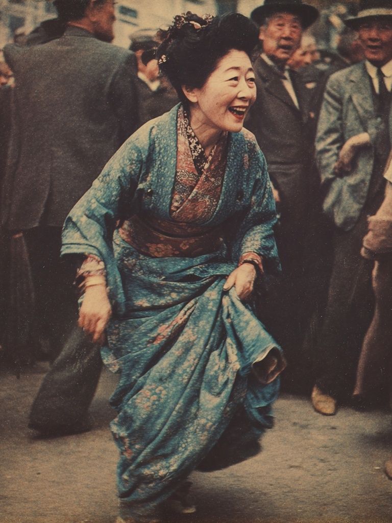 Japanese Street Celebration Vintage Print. poster detail