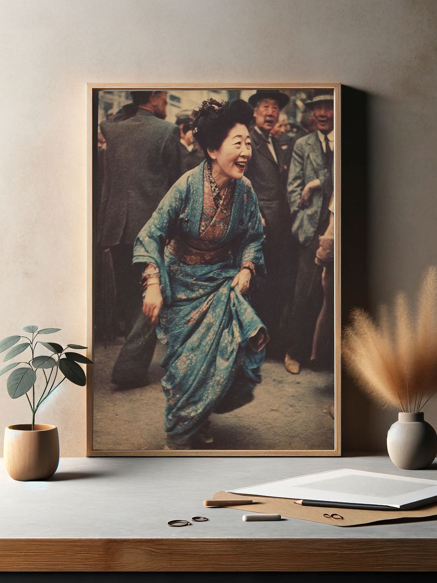 Japanese Street Celebration Vintage Print. — room view 2