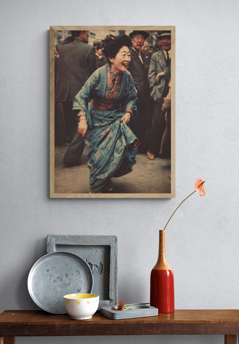 Japanese Street Celebration Vintage Print. — room view 3