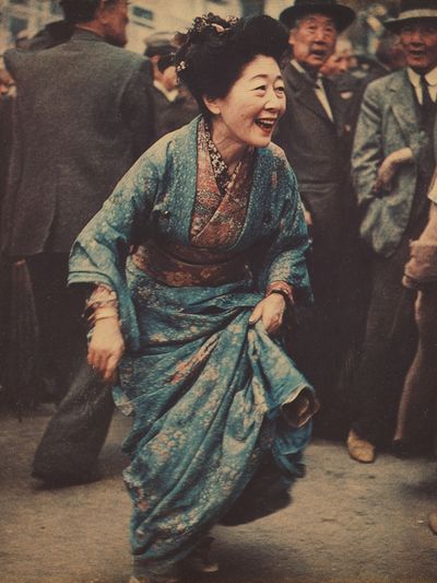 Japanese Street Celebration Vintage Print. poster print