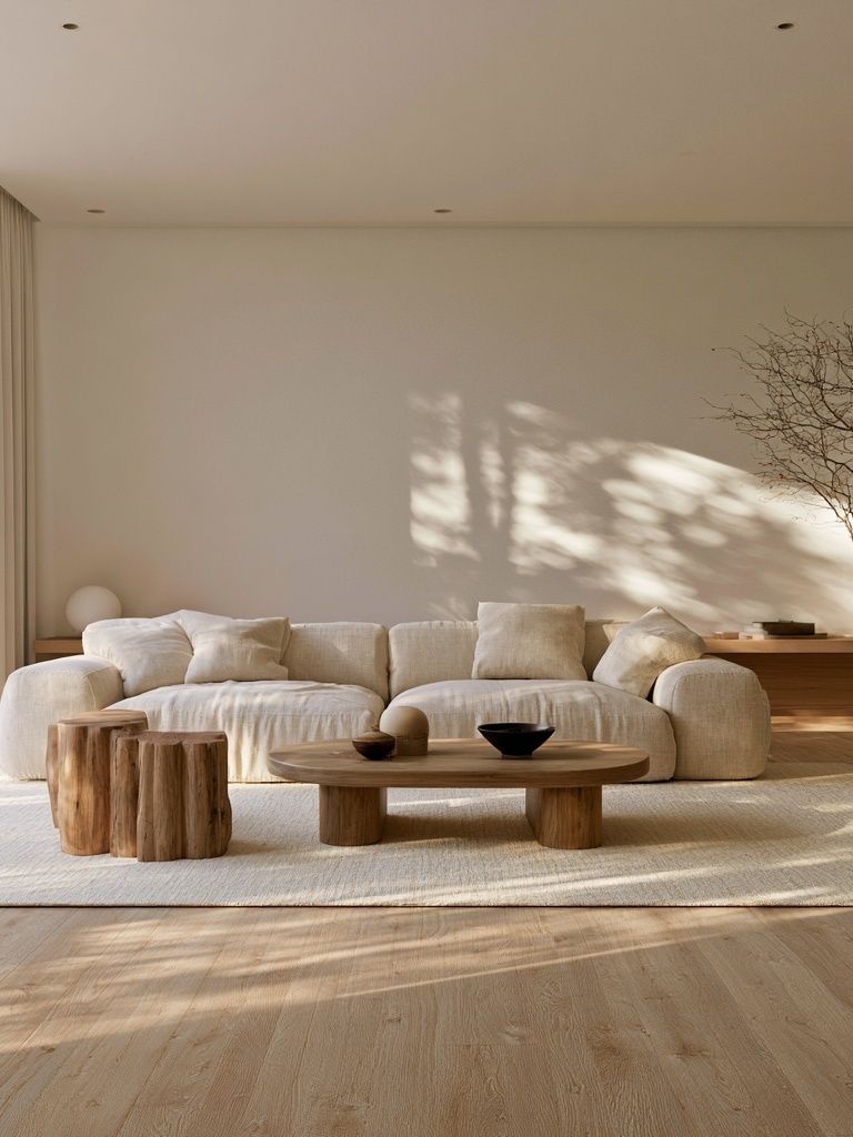 Japandi Living Room Interior Print. poster detail
