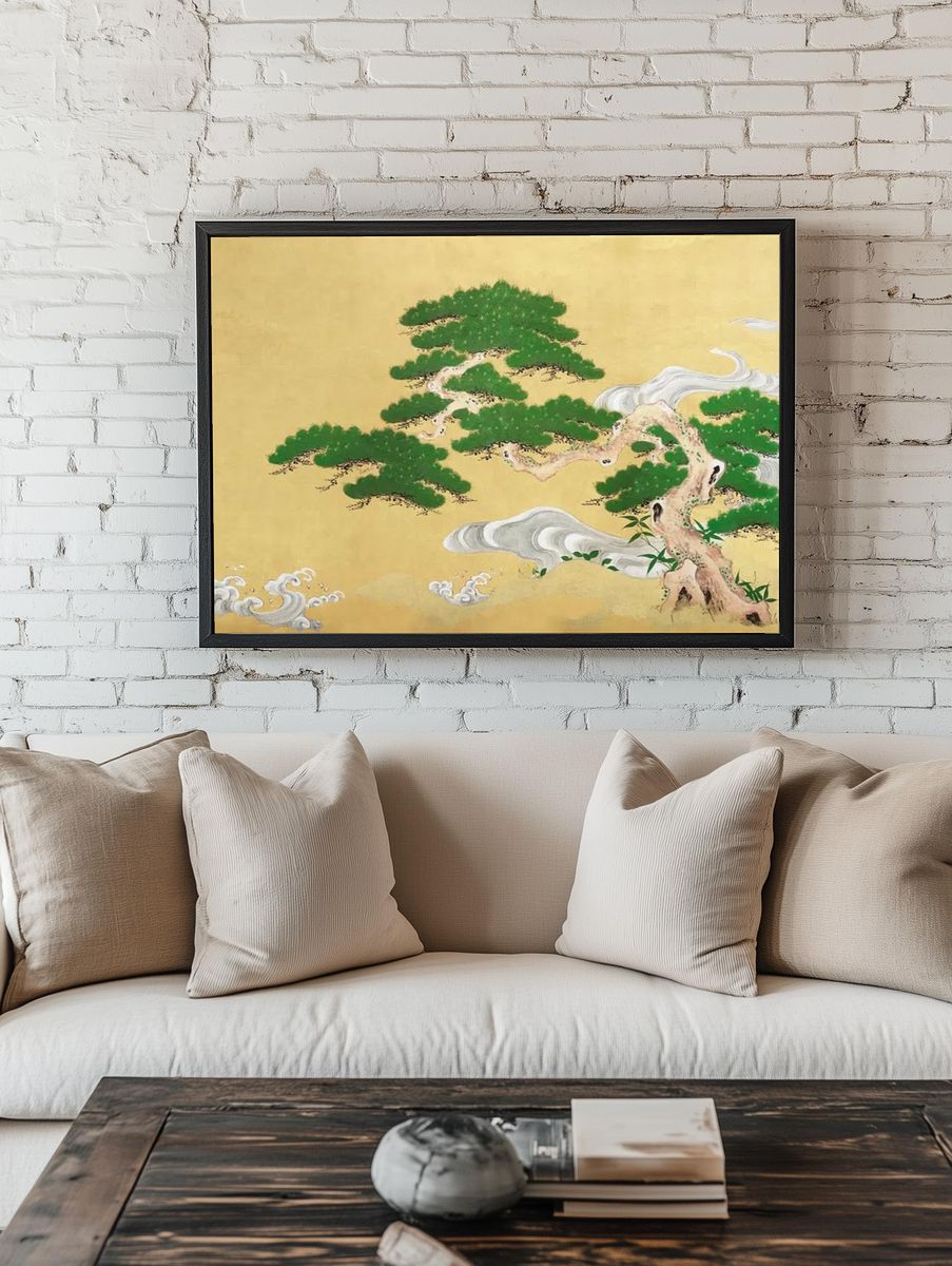 Pine Tree and Clouds — Japanese Art Print. — room view 1