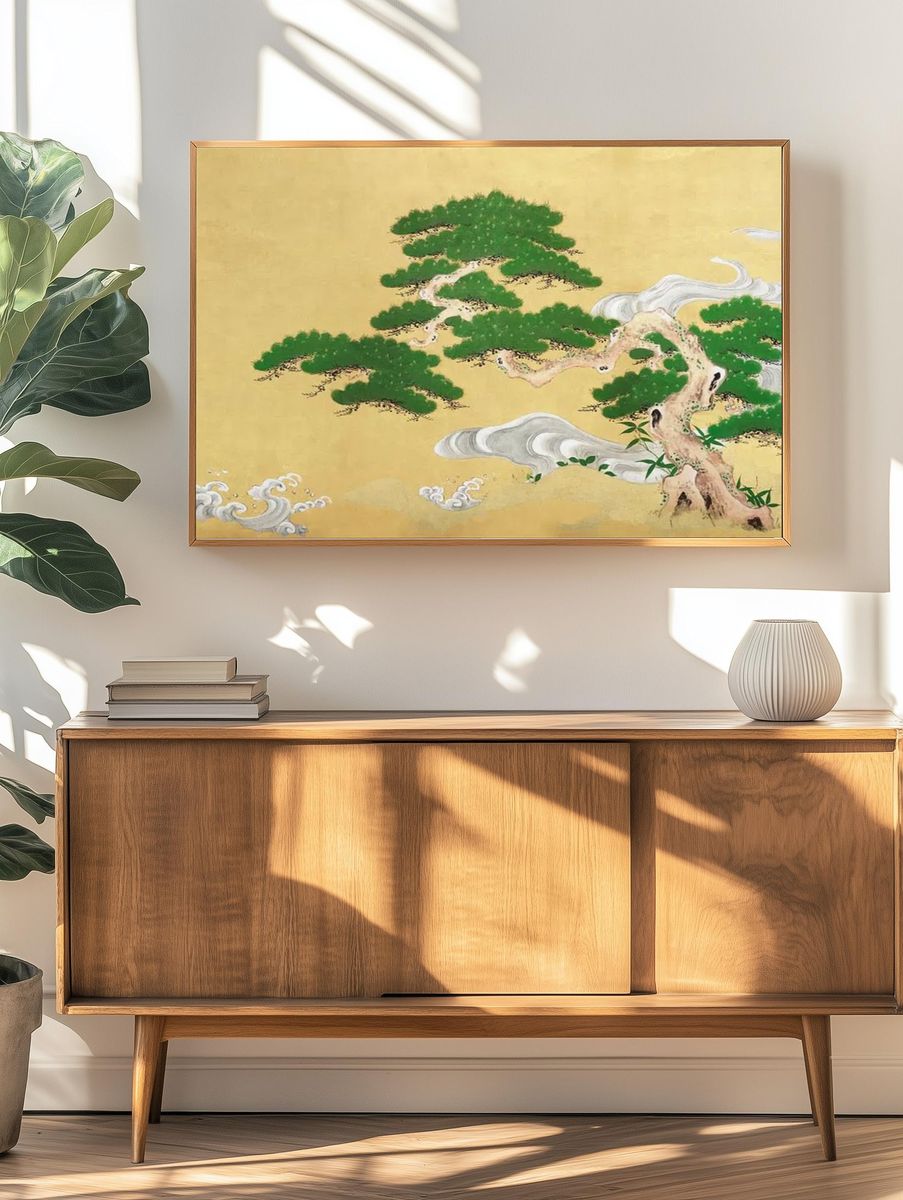 Pine Tree and Clouds — Japanese Art Print. — room view 3