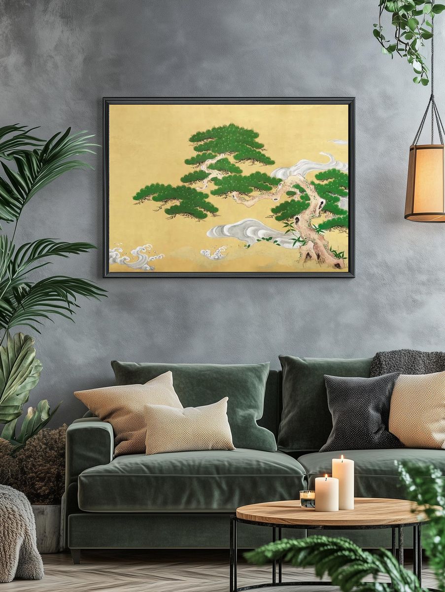 Pine Tree and Clouds — Japanese Art Print. — room view 4