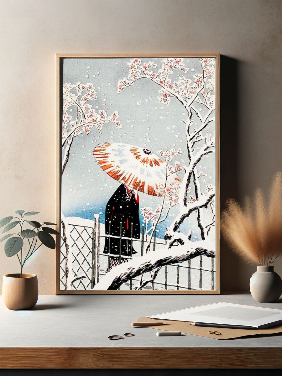 Plum Tree Snow print high. — room view 2
