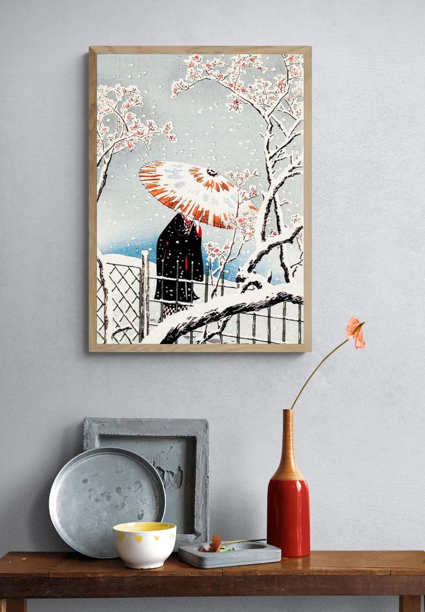 Plum Tree Snow print high. — room view 3