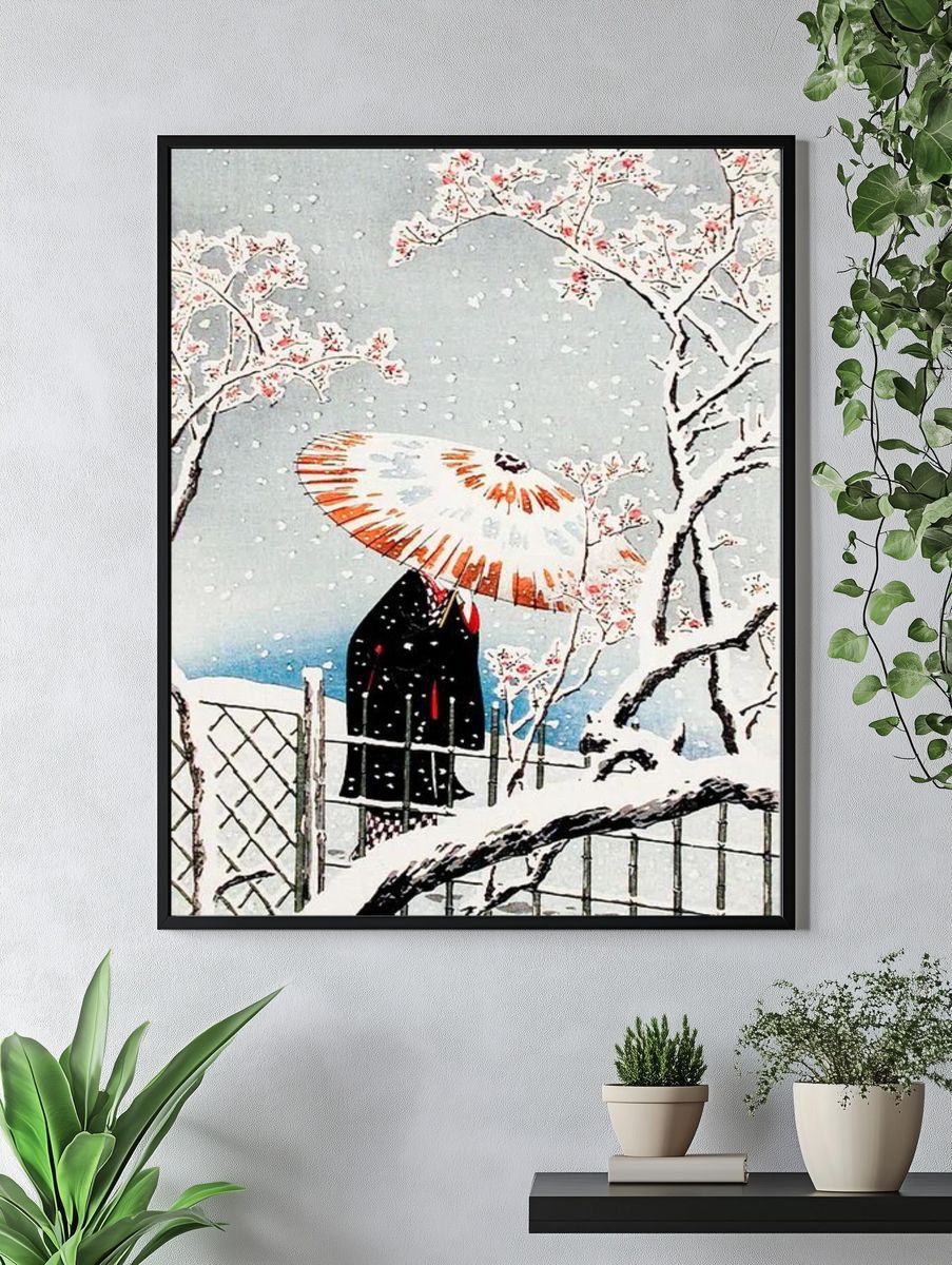 Plum Tree Snow print high. — room view 4