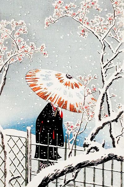 Plum Tree Snow print high. poster