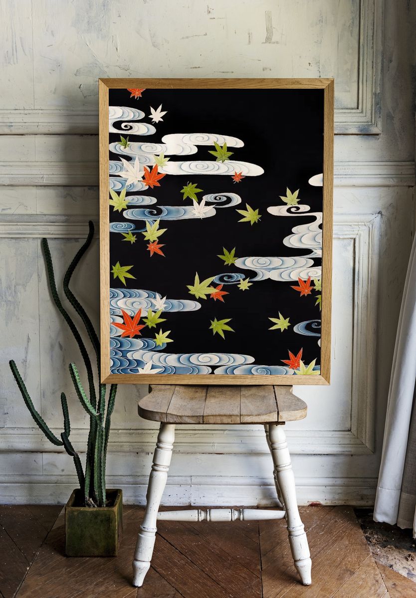 Autumn Leaves on Water — Japanese Art Print. — room view 1