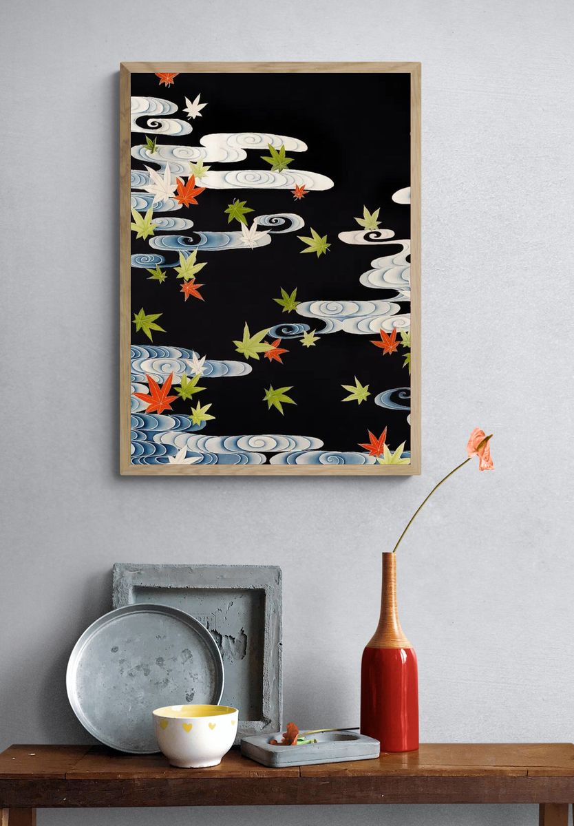 Autumn Leaves on Water — Japanese Art Print. — room view 3