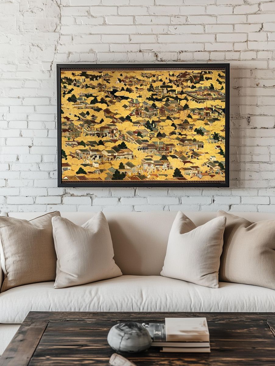 Vintage Kyoto landscape map, Japanese. — room view 1