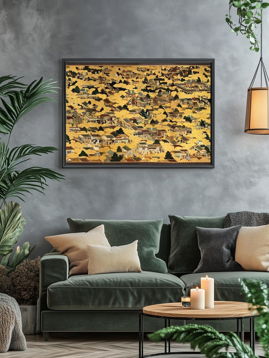 Vintage Kyoto landscape map, Japanese. — room view 4