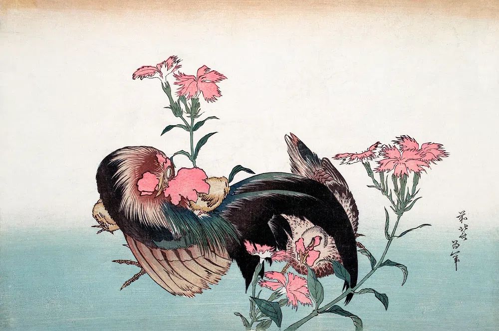 Birds and Flowers — Japanese Art Print. poster — fine-art art