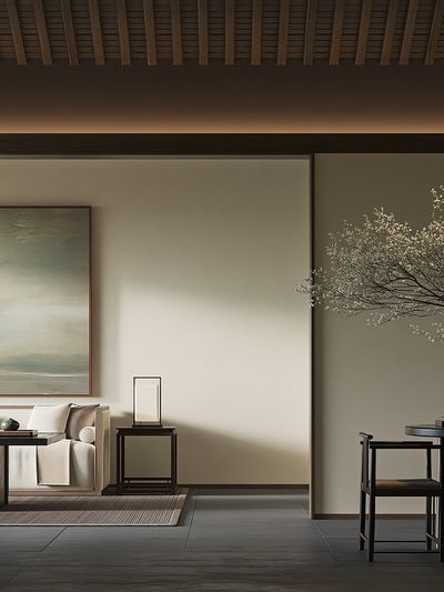 Japandi Living Room Interior Print.