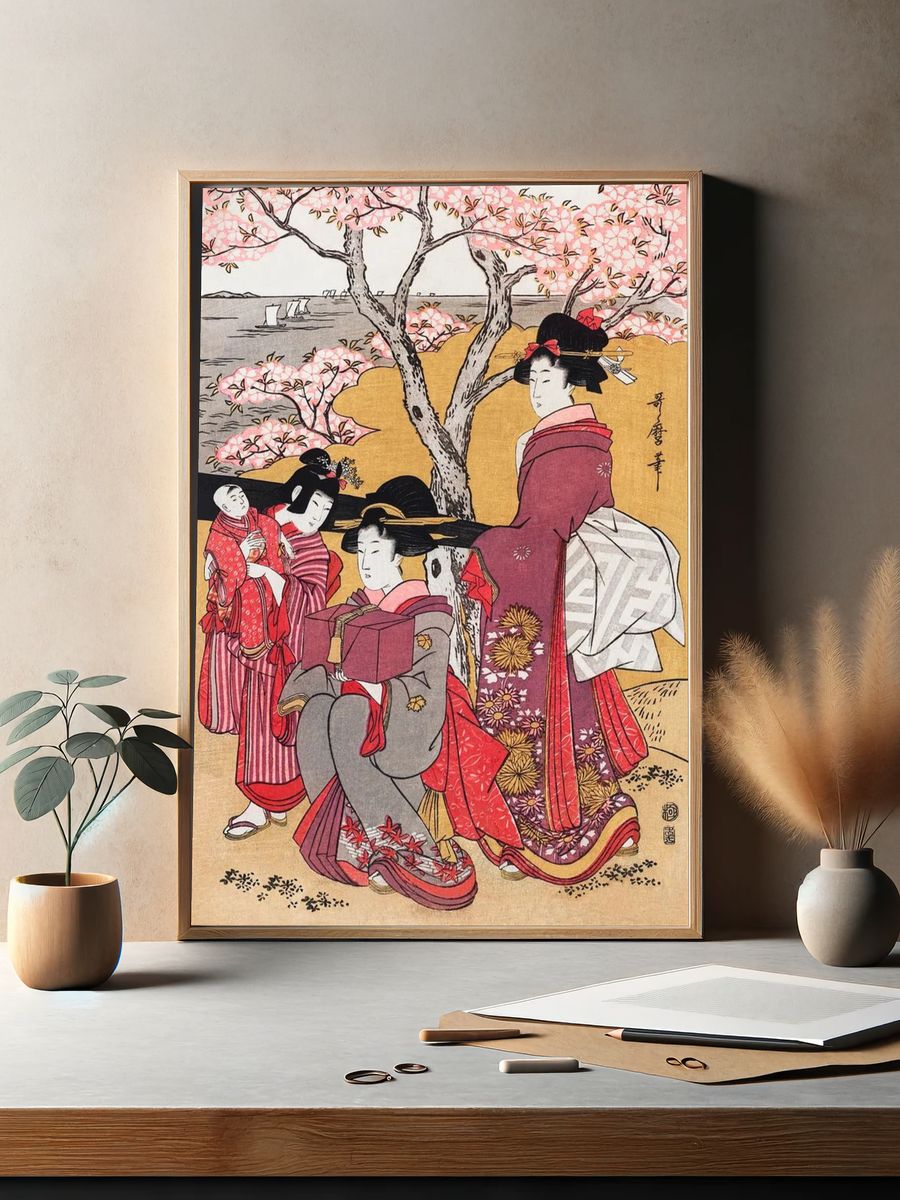 Japanese Geisha Cherry Blossom Print. — room view 2