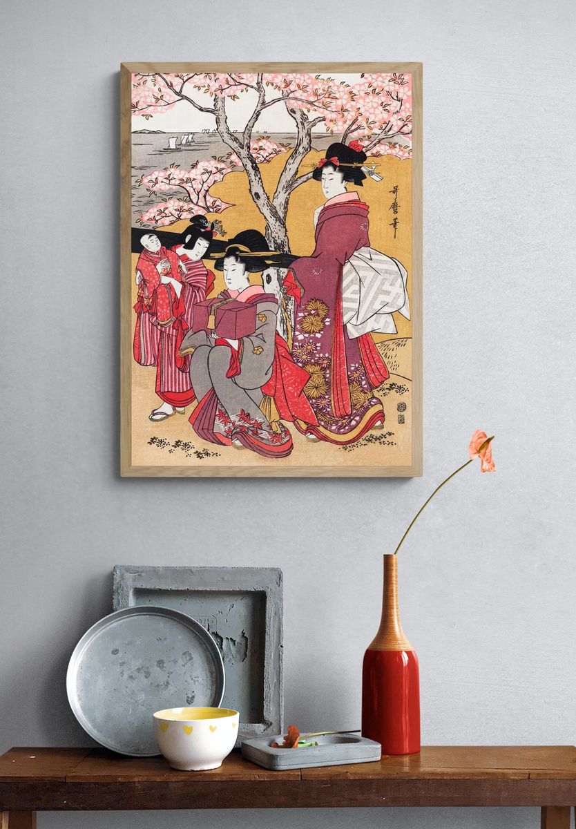 Japanese Geisha Cherry Blossom Print. — room view 3
