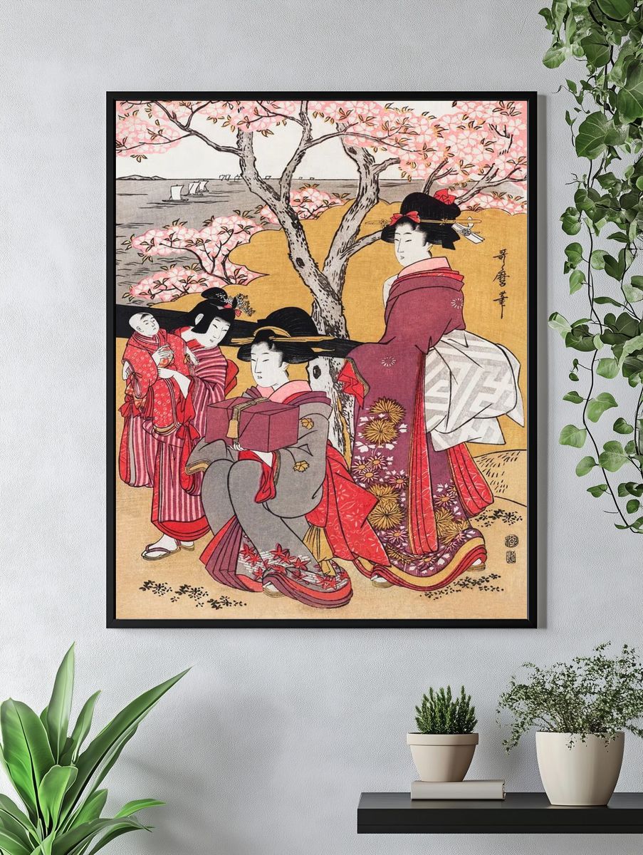 Japanese Geisha Cherry Blossom Print. — room view 4