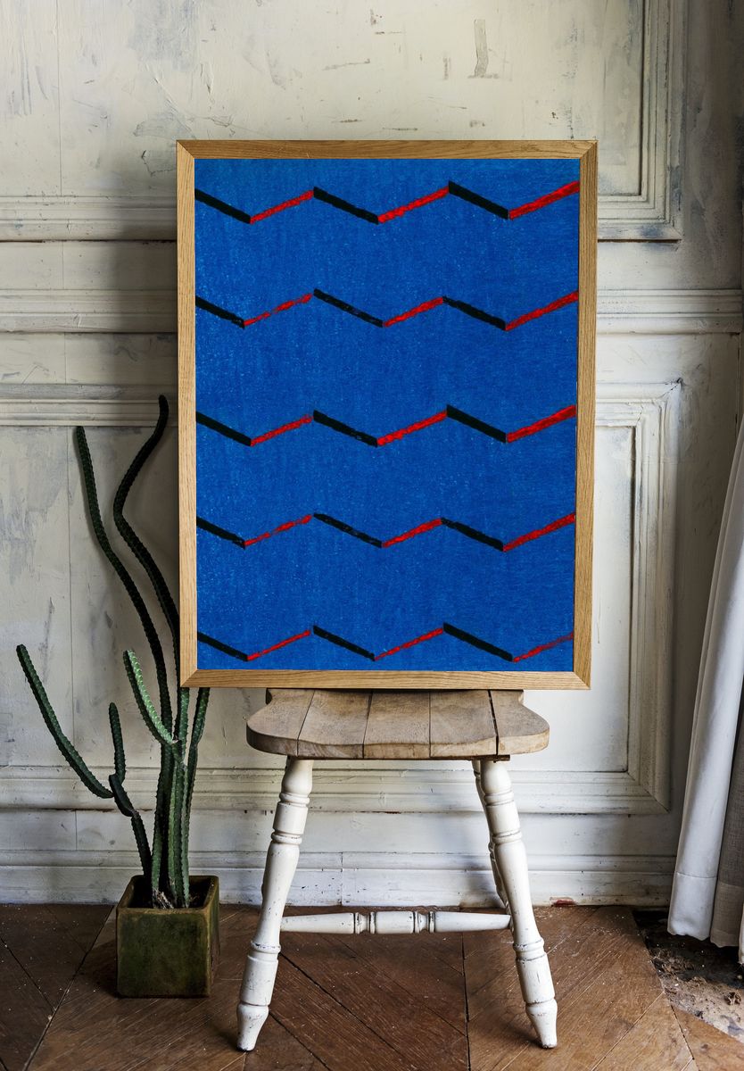 Vintage woodblock print Japanese textile. room preview