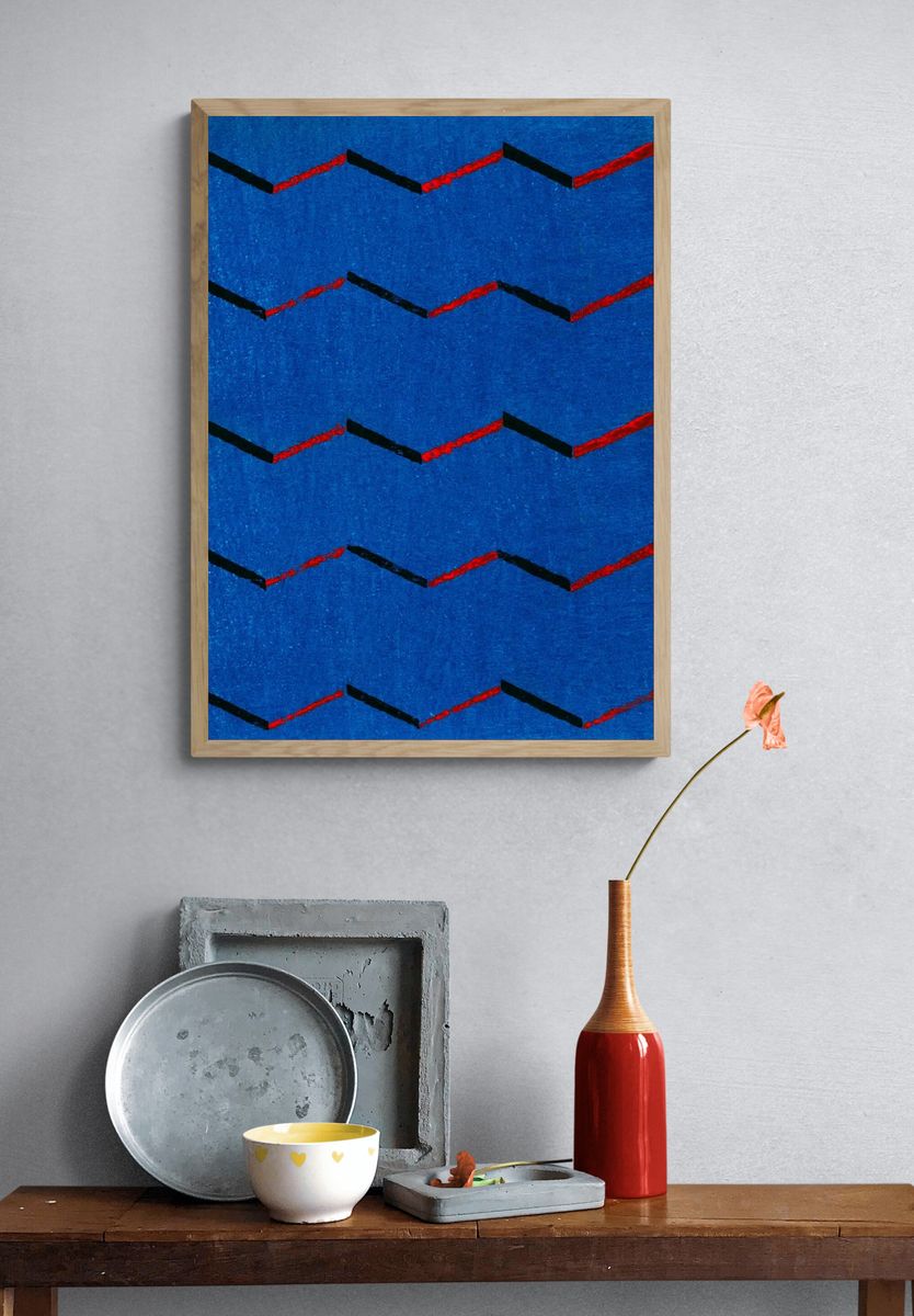 Vintage woodblock print Japanese textile. — room view 3