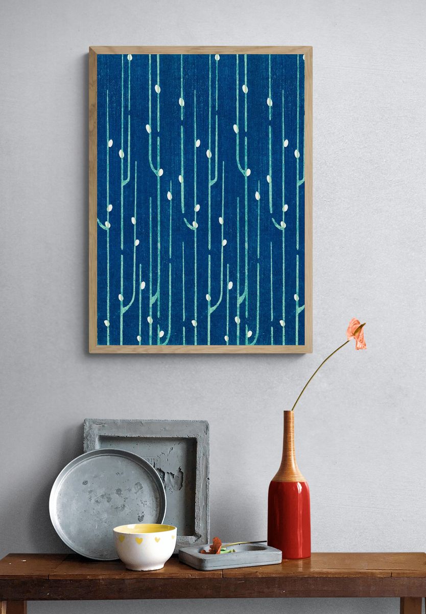 Vintage woodblock print Japanese textile. — room view 3