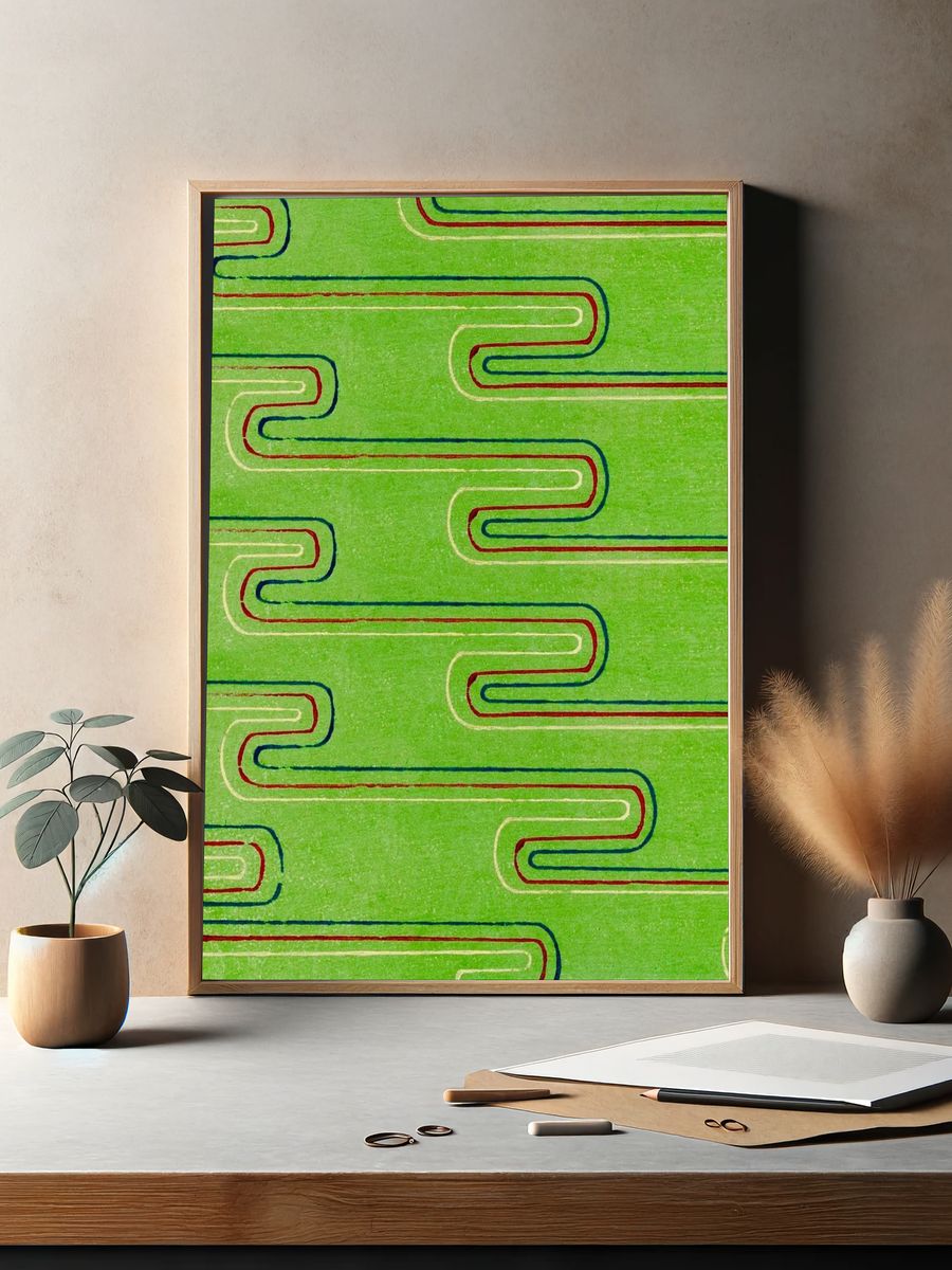 Vintage woodblock print Japanese textile. — room view 2